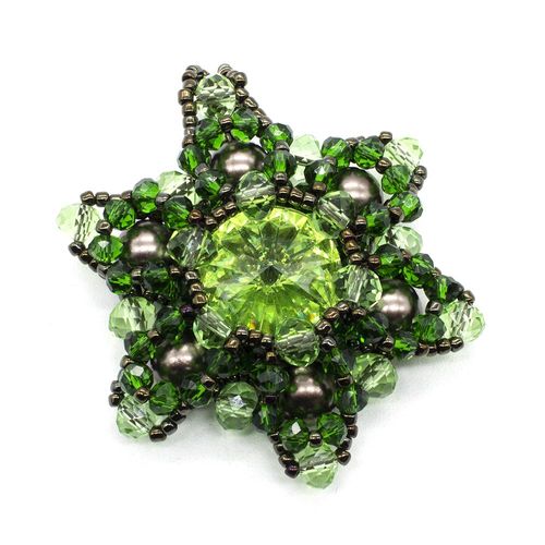 Star Pendant Makes 2 green jewelry making kit — DIY set with beads and instructions for creating handmade jewelry