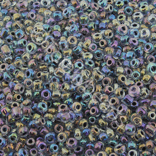 Seed Beads Colour Lined Rainbow Black - Size 11 100g