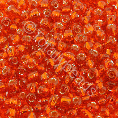 Seed Beads Silver Lined Orange - Size 6 100g