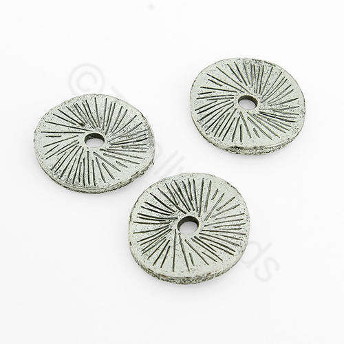 Antique Silver Bead - Curve Disc 15mm 10pcs