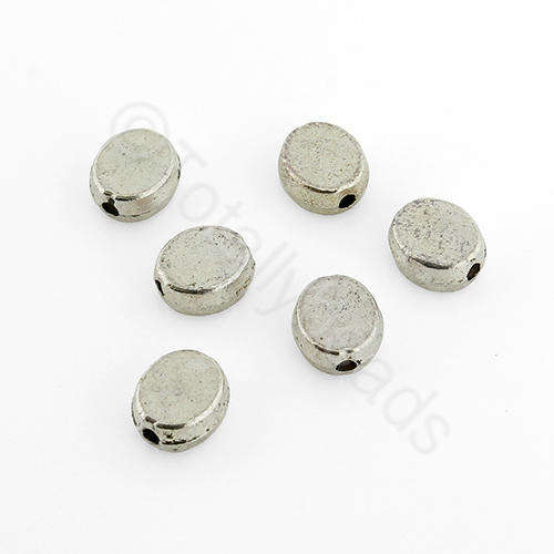 Antique Silver Bead - Flat Oval 6mm 20pcs