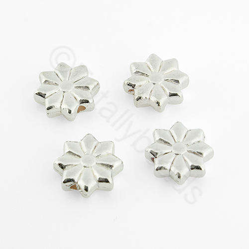 Silver Flower Disc - 10mm - 8 Petals 20pcs