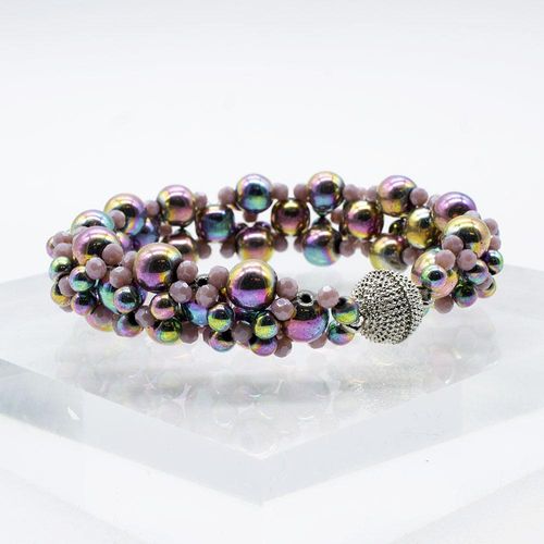 Hematite Hugs & Kisses Bracelet silver pink bracelet making kit — DIY set with beads and instructions for creating handmade jewelry