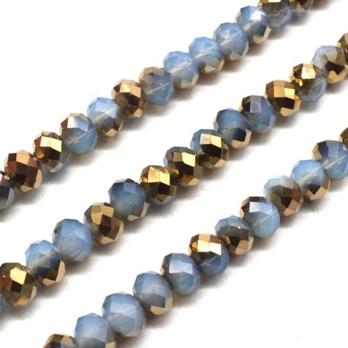 8mm crystal beads opal blue bronze, pack of 70 — faceted for jewelry making and beadwork