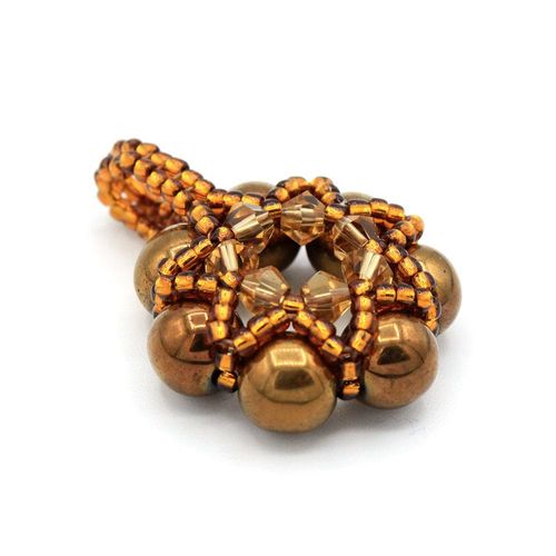 Astera Beaded Pendant honey bronze jewelry making kit — DIY set with beads and instructions for creating handmade jewelry