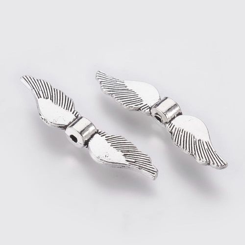 Metal Magical Wing Bead 35mm - Antique Silver 6pcs