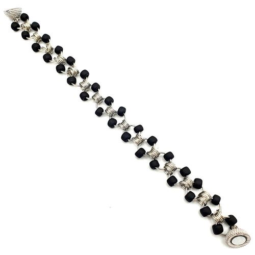Cleo Chain Maille Bracelet makes 2 rhodium bracelet making kit — DIY set with beads and instructions for creating handmade jewelry