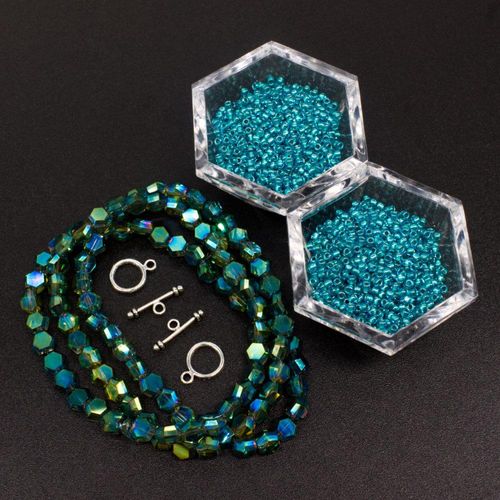 BC WK24 Double Wrap Herringbone Teal 6mm 10pcs for jewellery making