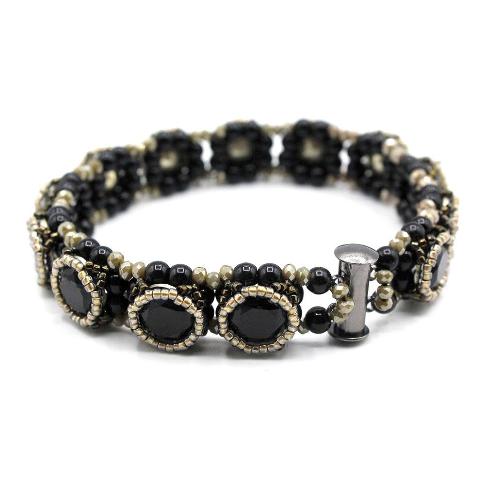 Rosalie Rivoli Encased Bracelet jet black bracelet making kit — DIY set with beads and instructions for creating handmade jewelry