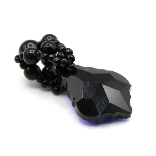 Elsie Baroque Pendant Bail Kit jet black jewelry making kit — DIY set with beads and instructions for creating handmade jewelry