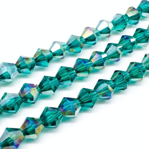 8mm crystal bicone beads teal ab — AB finish, faceted for jewelry making and beadwork
