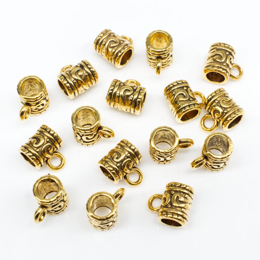 Antique Gold Hanger Beads 9mm Tube 12pcs for jewellery making