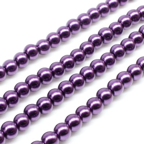 Glass Pearl Round Beads 4mm - Plum