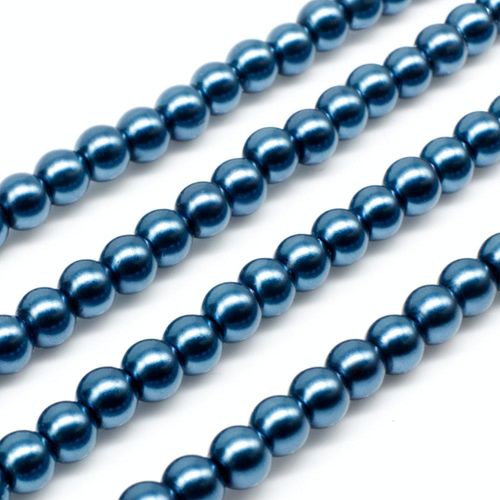 Glass Pearl Round Beads 4mm - Denim Blue