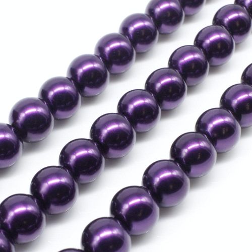 Glass Pearl Round Beads 8mm - Purple Velvet