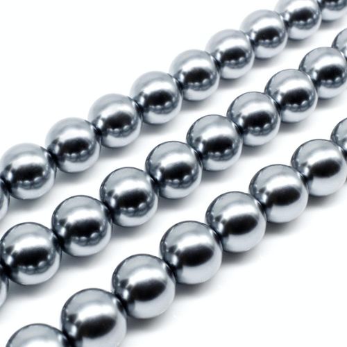 Glass Pearl Round Beads 10mm - French Grey