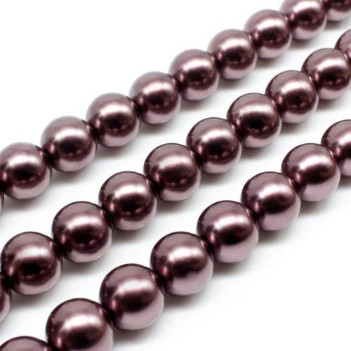 Glass Pearl Round Beads 10mm - Mahogany Rose