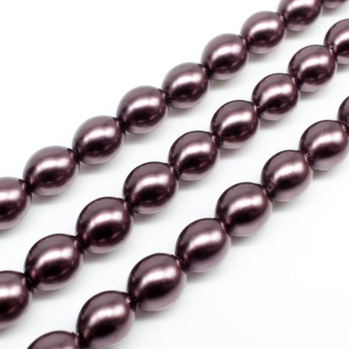 Glass Pearl Oval 6x8mm - Mahogany Rose