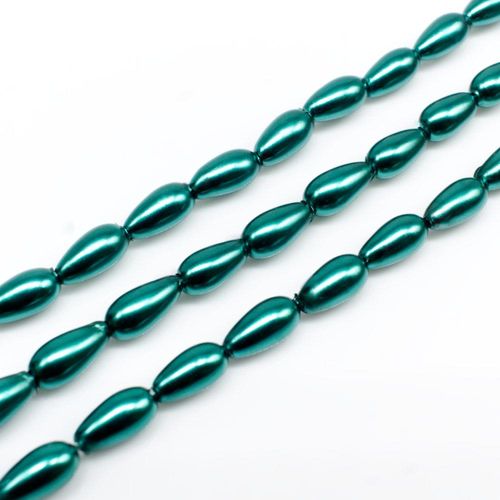 Glass Pearl Drop Beads 4x8mm Teal for jewellery making