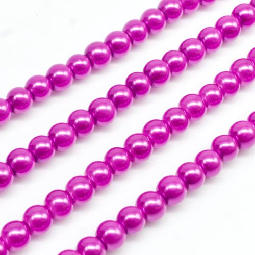 Glass Pearl Round Beads 4mm - Raspberry Pink