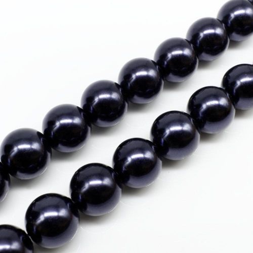 Glass Pearl Round Beads 12mm - Hematite