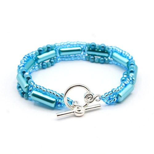 Phoebe Bracelet aqua teal bracelet making kit — DIY set with beads and instructions for creating handmade jewelry