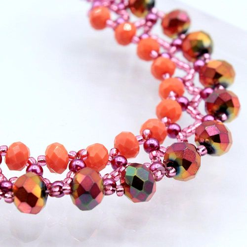 Christina Necklace autumn pink necklace making kit — DIY set with beads and instructions for creating handmade jewelry