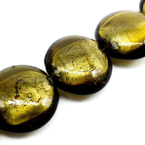 Silver Foil Disc Bead 34mm Olive for jewellery making