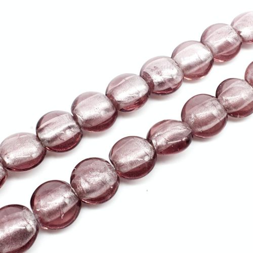 Silver Foil Disc Beads 15mm 25pcs Light Amethyst for jewellery making