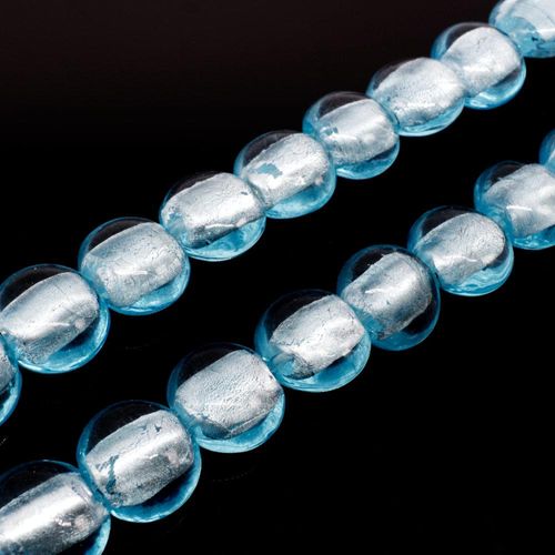 Silver Foil Disc Beads 15mm 25pcs Aqua for jewellery making