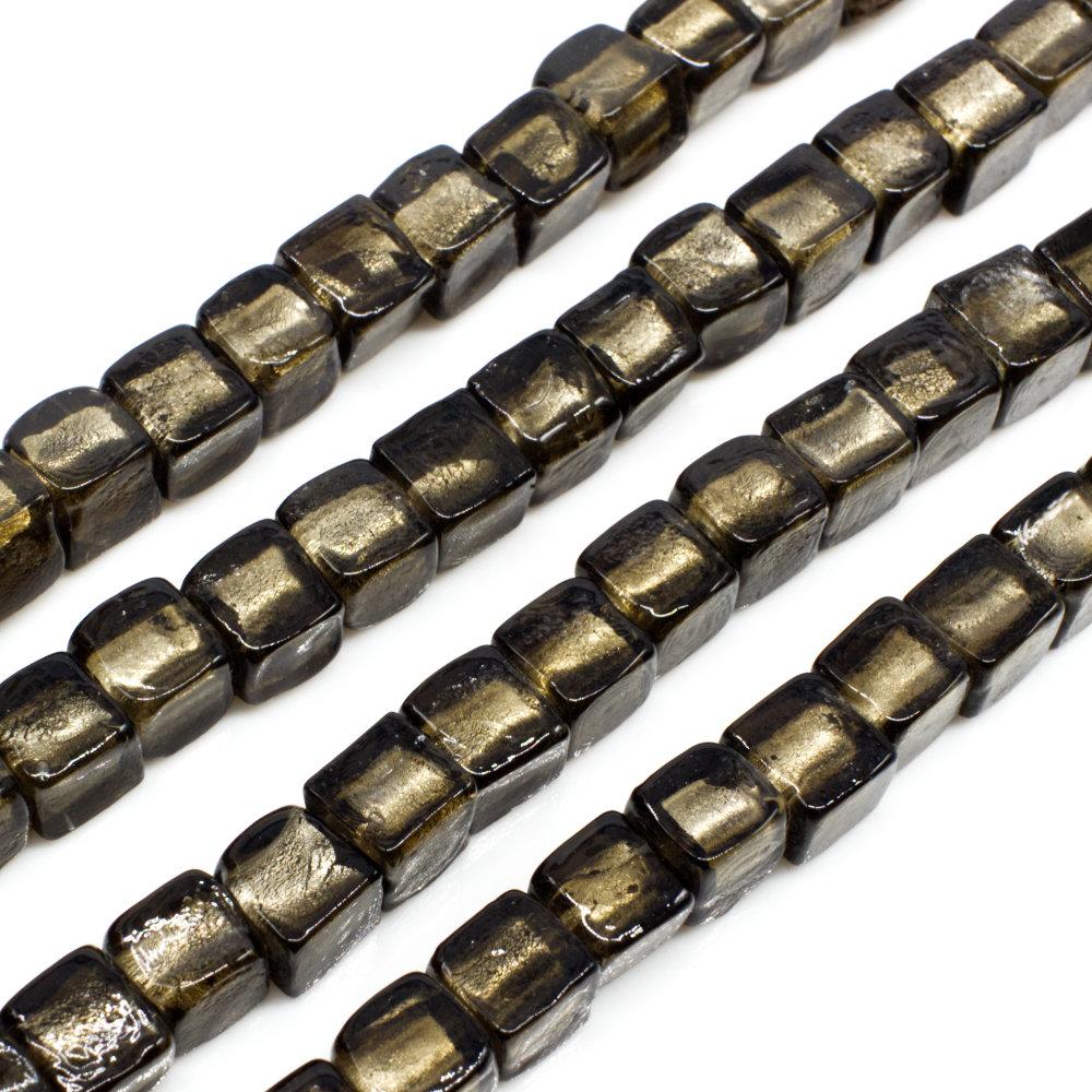 Silver Foil Cube Beads 6mm Grey for jewellery making