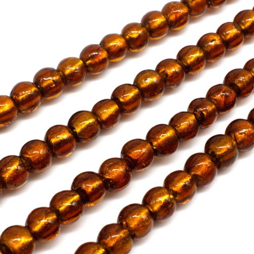 Silver Foil Round Beads 6mm 60pcs Brown for jewellery making