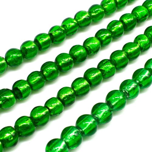 Silver Foil Round Beads 6mm 60pcs Green for jewellery making