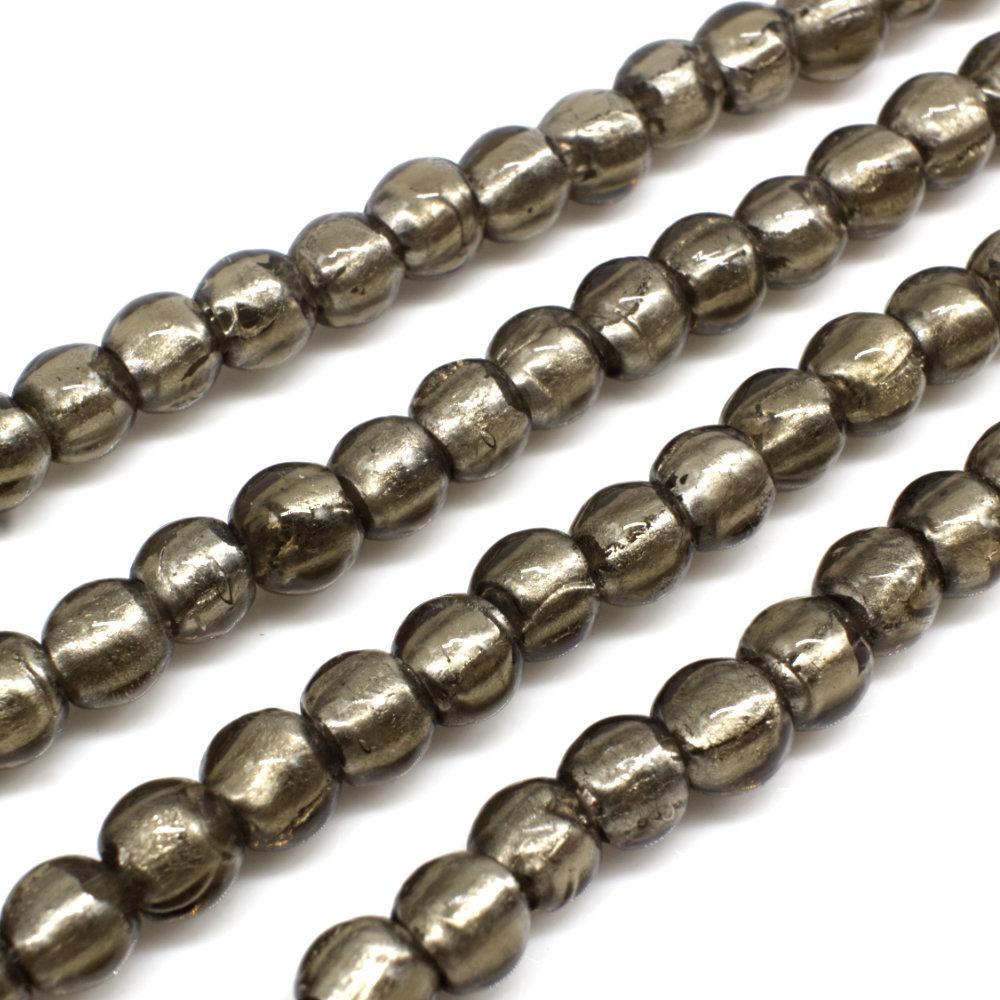 Silver Foil Round Beads 6mm 60pcs Grey for jewellery making