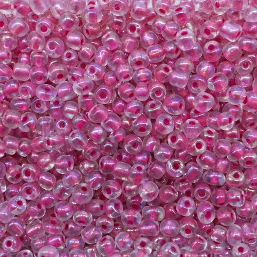 Seed Beads Lined Rainbow Pink Size 6 100g 4mm for jewellery making