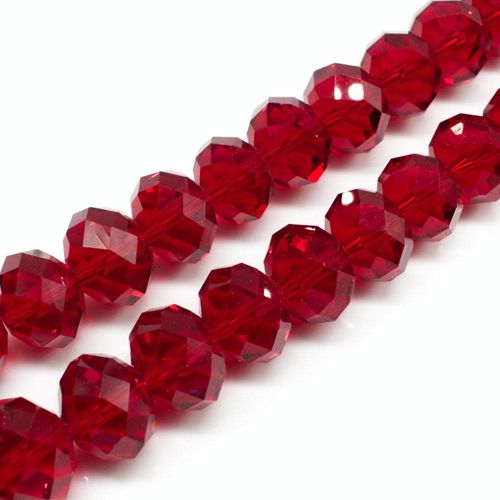 14mm crystal beads red, pack of 16 — faceted for jewelry making and beadwork