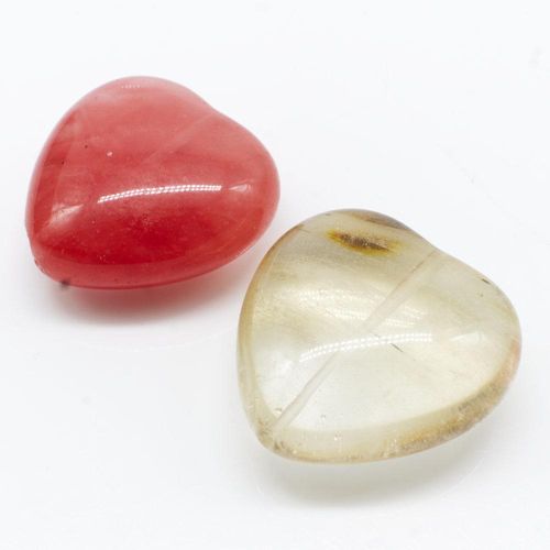 Volcano Glass Beads 30mm Heart Mixed Cherry Quartz for jewellery making