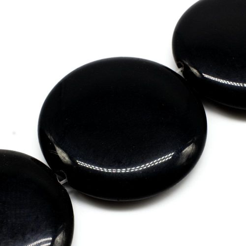 Volcano Glass Beads 40mm Disc Black 1pc for jewellery making