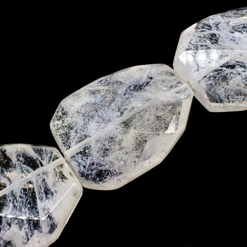 Volcano Glass Beads 40mm Facet Rectangle Quartz 1pc for jewellery making