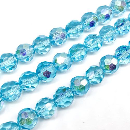 10mm crystal beads aqua rainbow — faceted for jewelry making and beadwork