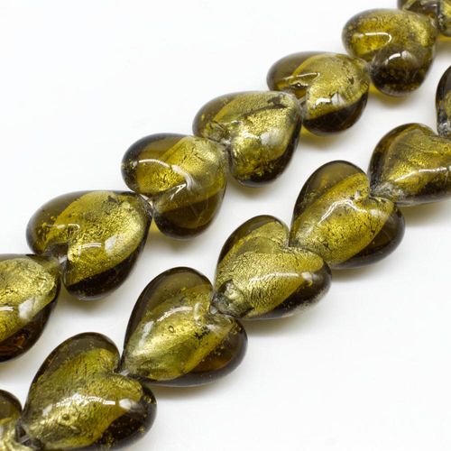 Silver Foil Heart Beads 20mm 20pcs Olive for jewellery making