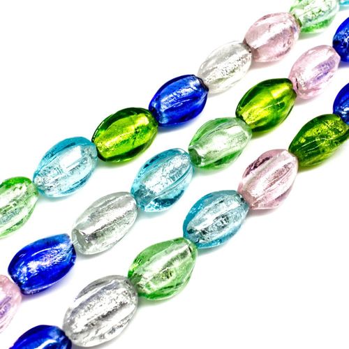 Silver Foil Square Rice Beads 15mm Mixed for jewellery making