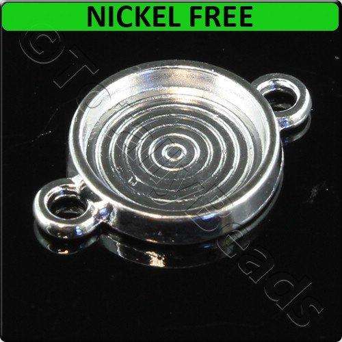 Silver Metal Connector Cabochon Disc 13x19mm 10pcs