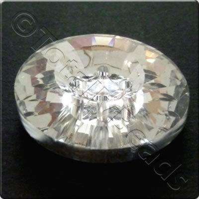 Crystal Button 4 Holes - Round 25mm - Silver Clear