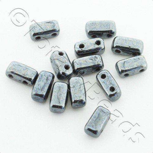 6x3mm Czech glass glass beads hematite — pack of 50, high-quality two-hole beads ideal for jewelry making, bead weaving, and crafts