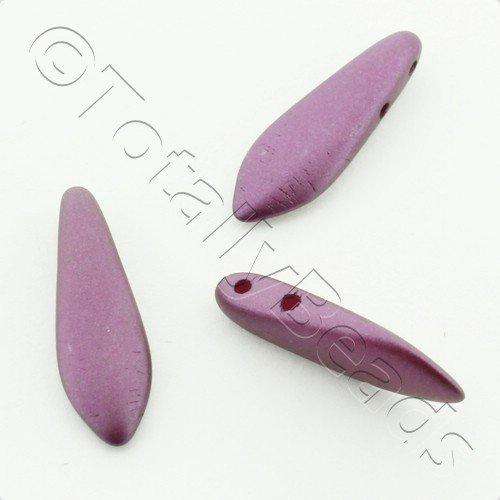 5x16mm Czech glass glass beads pearl coat purple velvet — high-quality two-hole beads ideal for jewelry making, bead weaving, and crafts