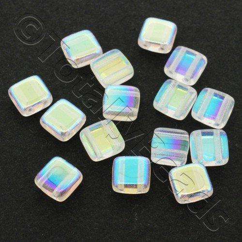 6mm Czech glass glass beads crystal ab — pack of 25, high-quality two-hole beads ideal for jewelry making, bead weaving, and crafts