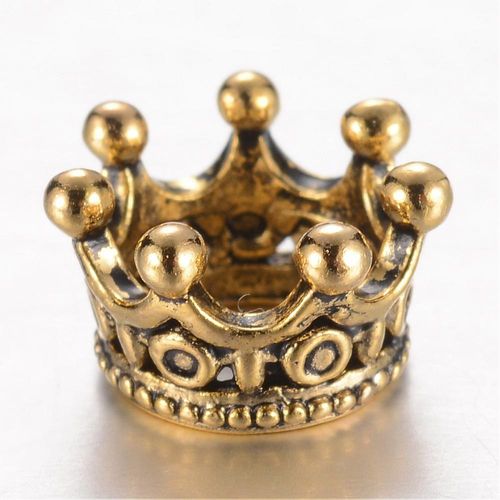 Metal Bead Crown 10mm 1pc Antique Gold for jewellery making
