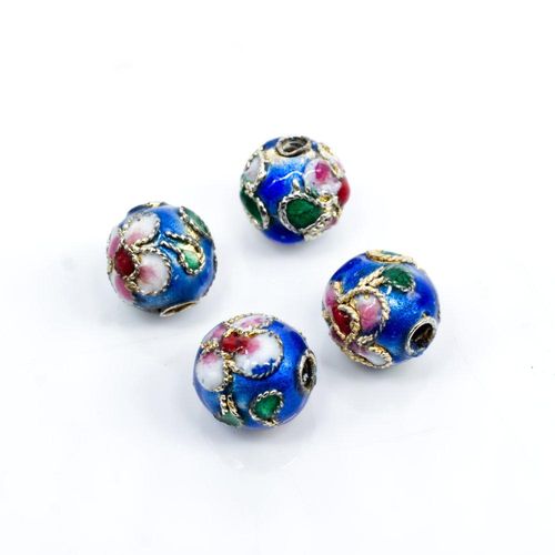 Cloisonne 8mm Round Bead Blue 1pc for jewellery making
