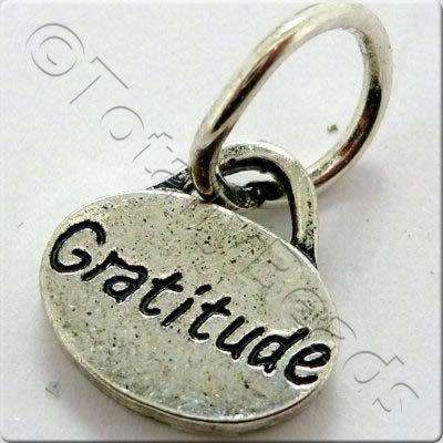 Tibetan Silver Message Tag/Charm - Gratitude 5 pcs